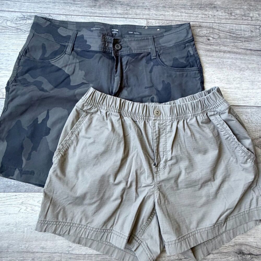2 Prana Womens Shorts Camo Tan Hiking Outdoor Walking Casual Quick Dry 12